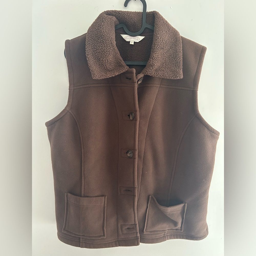 Northern Reflections Women's Brown Fleece zip up Vest Large